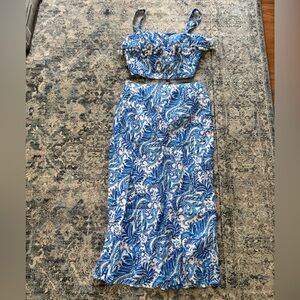 Lilly Pulitzer Blue & White Paisley Two-Piece Dress Set